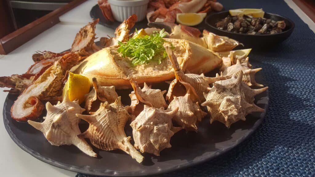 Mariscada no barco